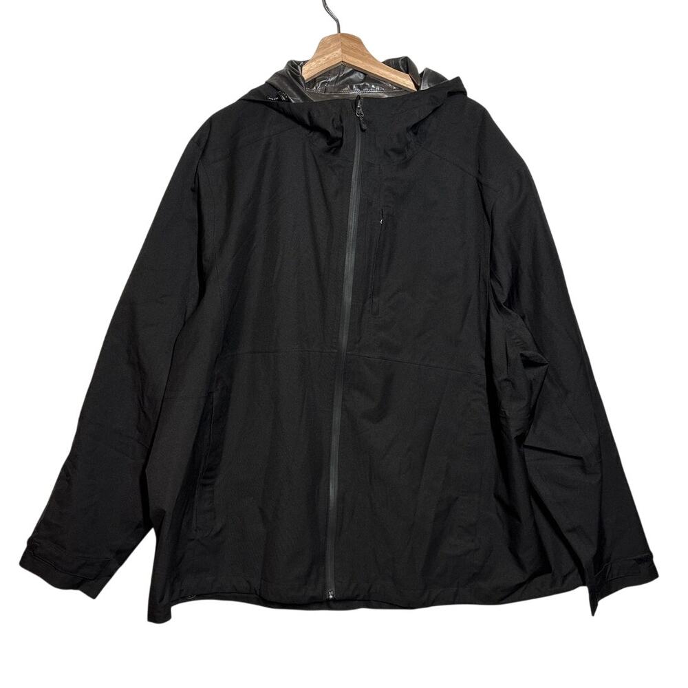 Swiss Tech Men's 3XL Black Waterproof Rain Jacket Hooded Windbreaker Packable